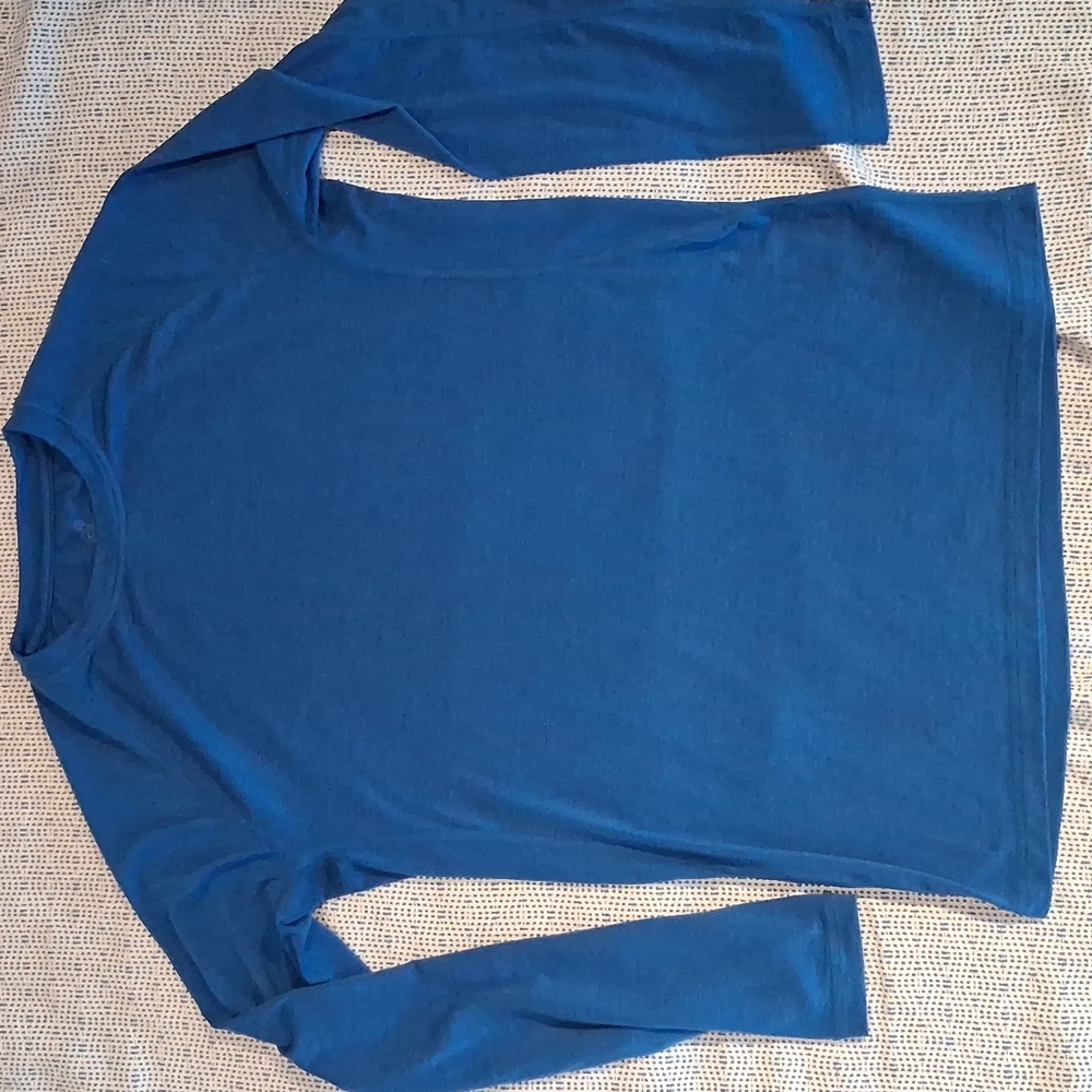 WoolX Men's Essential Tee Crew Neck Merino Wool Longsleeve Blue Size Small